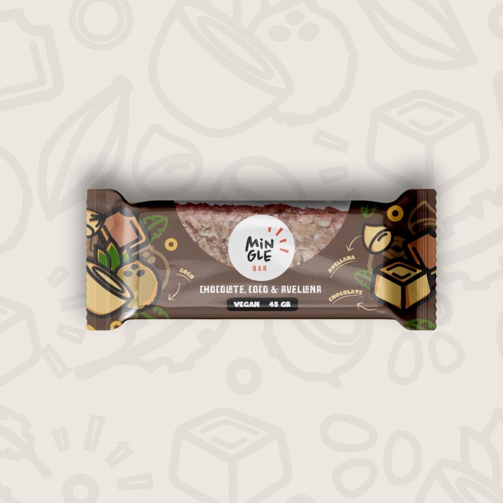 Barrita de Cereal Artesanal Chocolate, Coco y Avellana Pack 5 un.