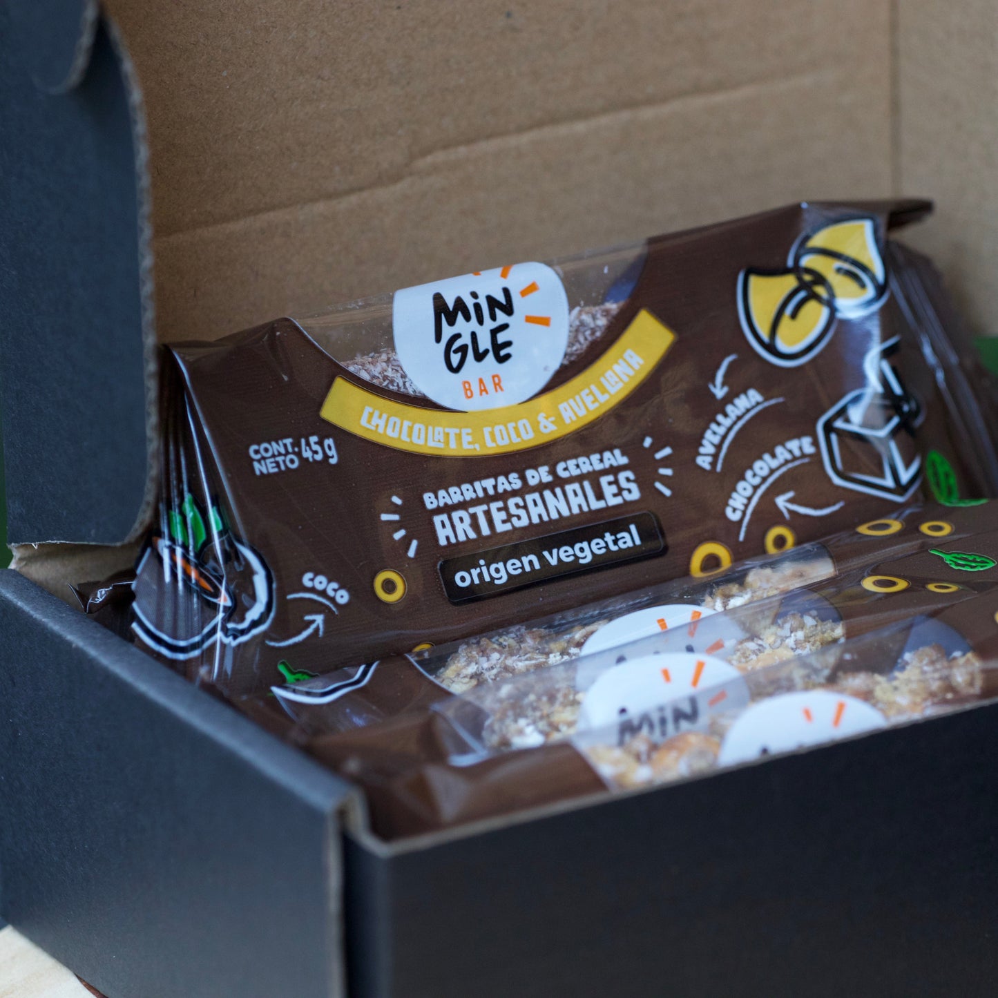 Barrita de Cereal Artesanal Chocolate, Coco y Avellana Pack 5 un.