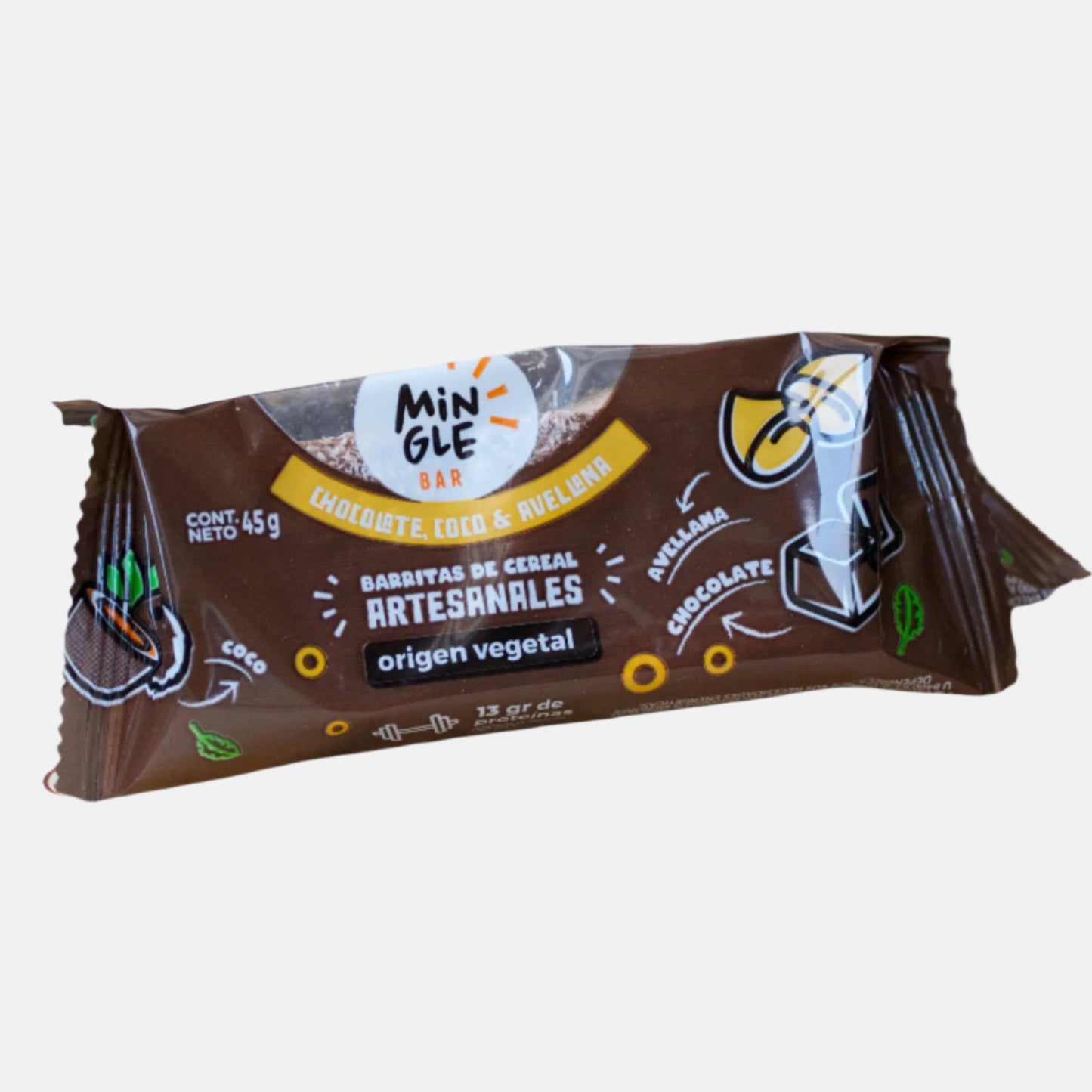 Barrita de Cereal Artesanal Chocolate, Coco y Avellana Pack 5 un.