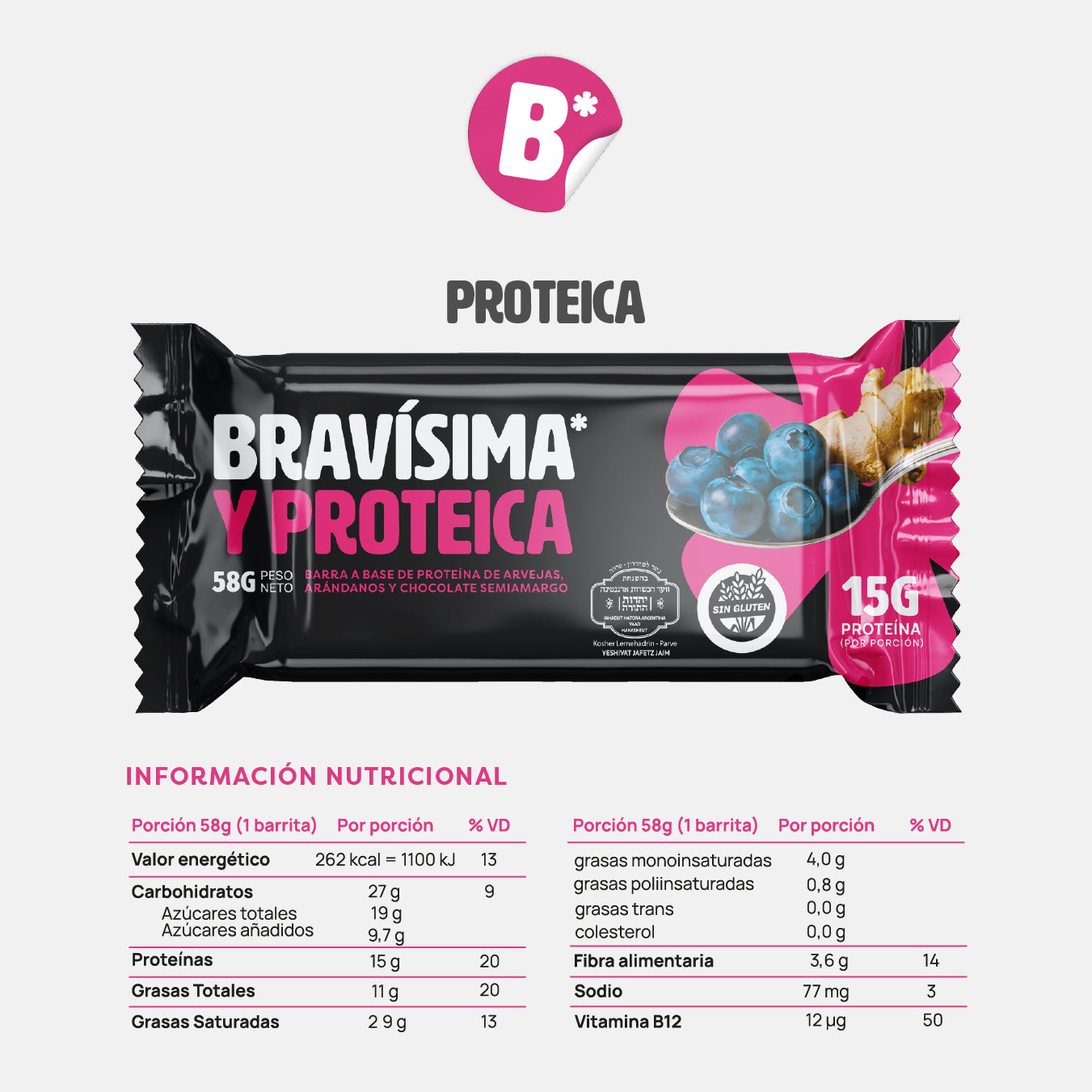 Barra Proteica Bravísima Arándanos & Jengibre Pack 12 un.